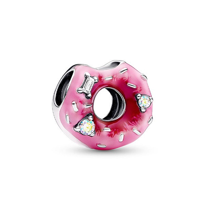 Doughnut Charm Bead Fit Original 925 Sterling Silver Pandora Bracelet DIY Women Jewelry SS1407