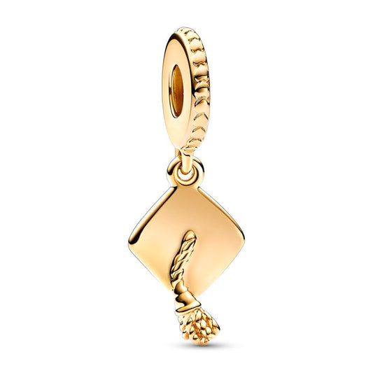 Gold plated Square Charm Bead Fit Original Pandora Bracelet DIY Jewelry DZ1491