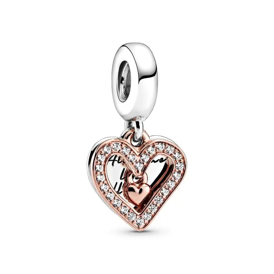 Rose Gold Plated Dangle Charm Beads Fit Original Pandora 925 Sterling Silver DIY Jewelry MD1497