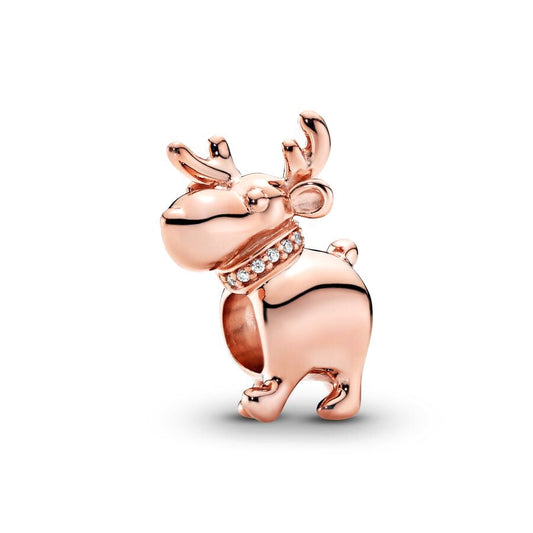 Rose Gold Reindeer Charm Bead Fit Original Pandora Silver 925 Bracelet DIY Jewelry MZ1498