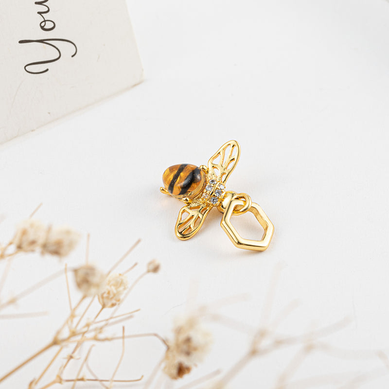 Gold plated Bee Charm Bead Fit Original Pandora Bracelet DIY Jewelry DZ1510