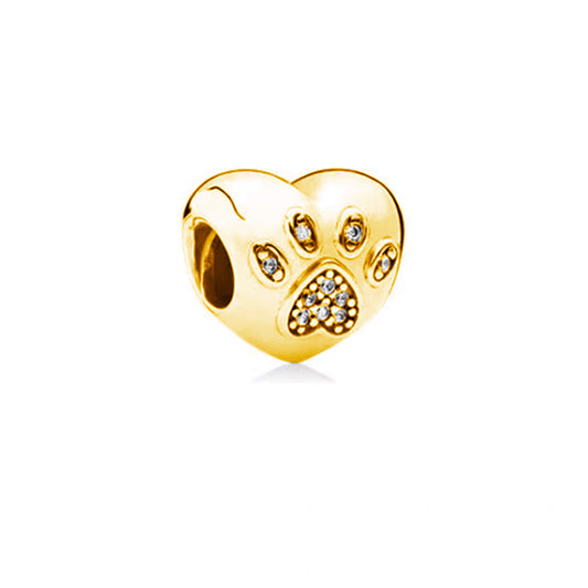 Gold Plated Series Paw Charm Bead Fit Original Pandora 925 Sterling Silver Bracelet DIY Jewelry ZZ1518