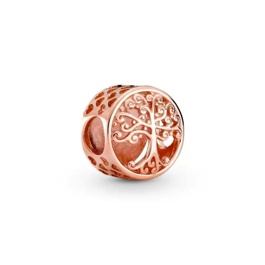 Rose Gold Tree of Life Charm Bead Fit Original Pandora Silver 925 Bracelet DIY Jewelry MZ1525