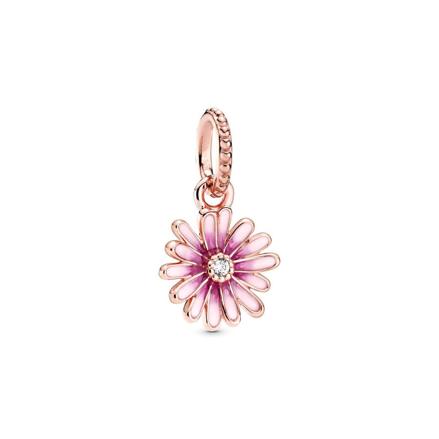 Rose Gold Plated Dangle Flower Charm Beads Fit Original Pandora 925 Sterling Silver DIY Jewelry MD153