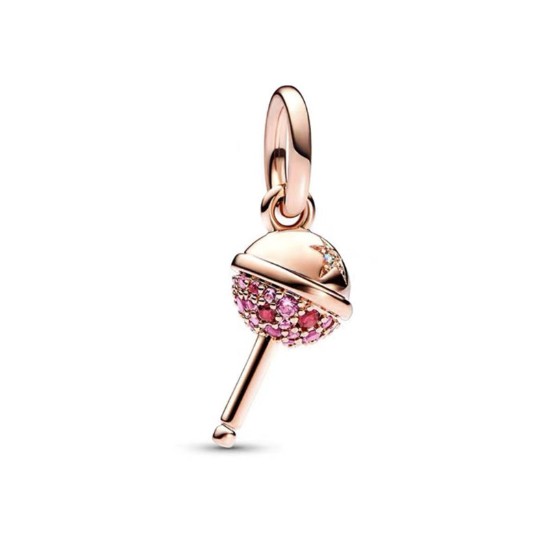 Rose Gold Plated Dangle Lollipop Charm Beads Fit Original Pandora 925 Sterling Silver DIY Jewelry MD1552