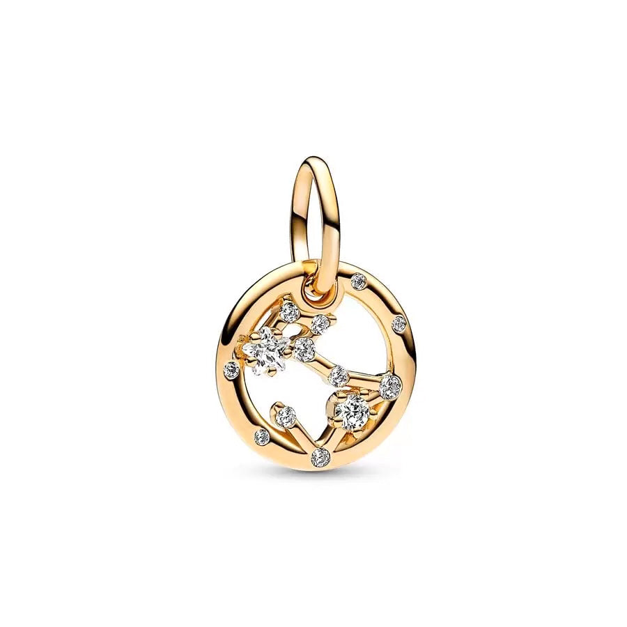 Gilded Twelve Constellations Series Charm Bead Fit Original 925 Sterling Silver Bracelet DIY Jewelry