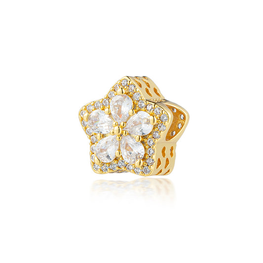 Gold Plated Series Petal Charm Bead Fit Original Pandora 925 Sterling Silver Bracelet DIY Jewelry ZZ1695