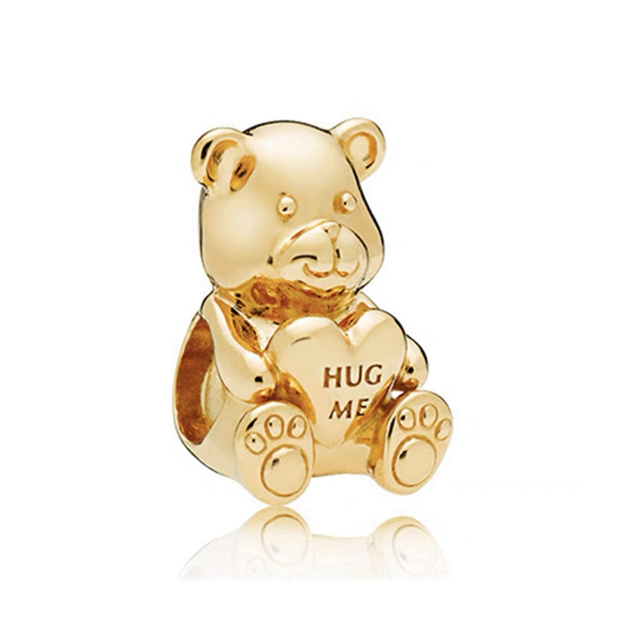 Gold Plated Series Little Bear Charm Bead Fit Original Pandora 925 Sterling Silver Bracelet DIY Jewelry ZZ1728