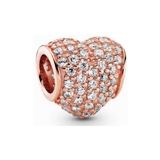 Rose Gold Heart Charm Bead Fit Original Pandora Silver 925 Bracelet DIY Jewelry MZ1730