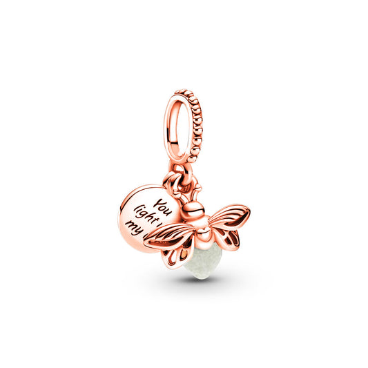 Rose Gold Plated Dangle Bee Charm Beads Fit Original Pandora 925 Sterling Silver DIY Jewelry MD1747