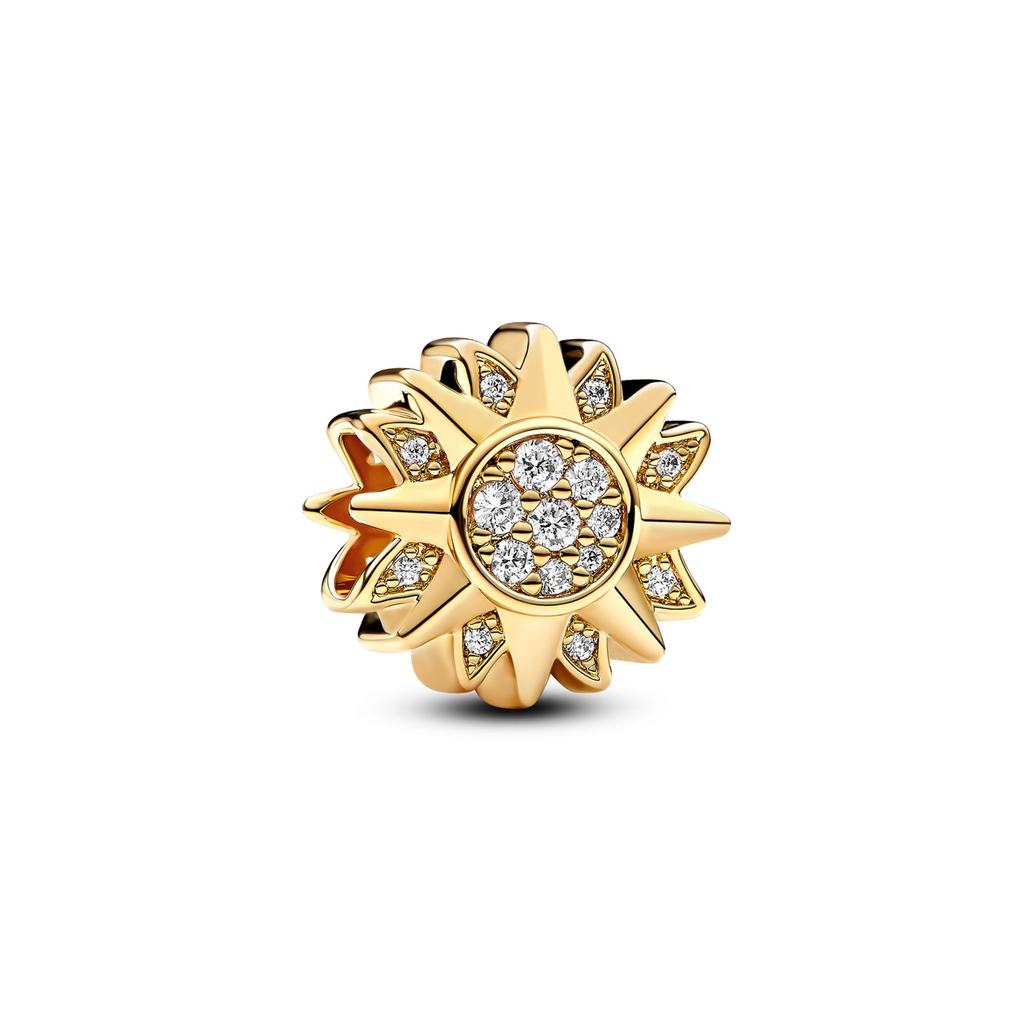 Gold Plated Series Sunflower Charm Bead Fit Original Pandora 925 Sterling Silver Bracelet DIY Jewelry ZZ1754