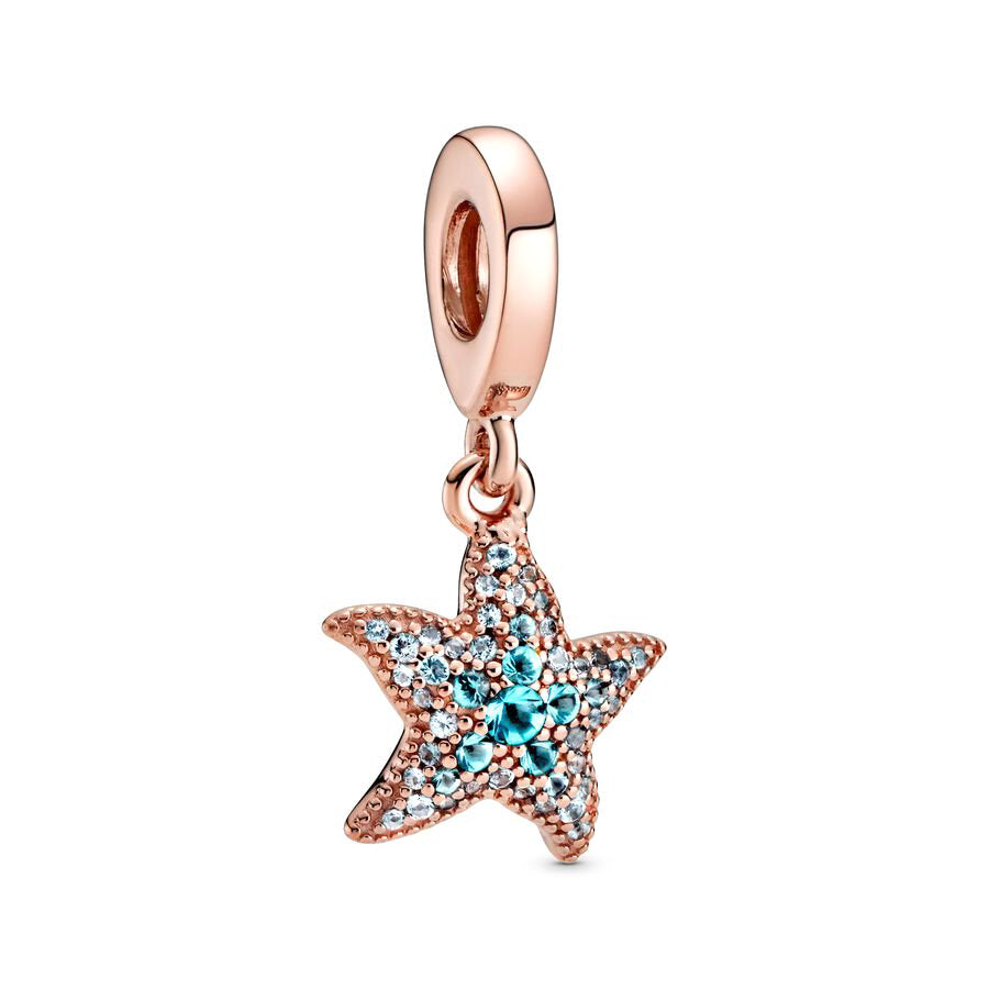 Rose Gold Plated Dangle Star Charm Beads Fit Original Pandora 925 Sterling Silver DIY Jewelry MD177