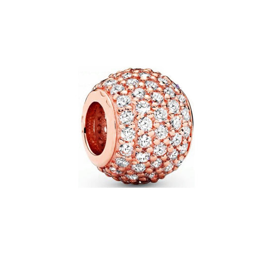 Rose Gold Spherical Charm Bead Fit Original Pandora Silver 925 Bracelet DIY Jewelry MZ1844