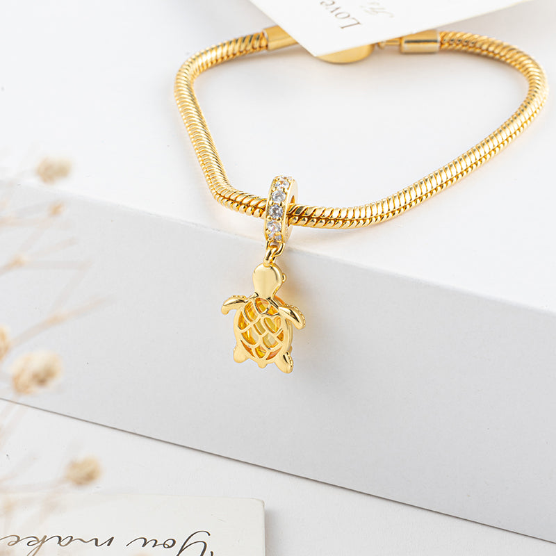 Gold plated Turtle Charm Bead Fit Original Pandora Bracelet DIY Jewelry DZ1894