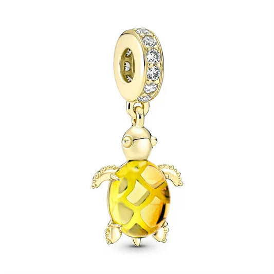 Gold plated Turtle Charm Bead Fit Original Pandora Bracelet DIY Jewelry DZ1894