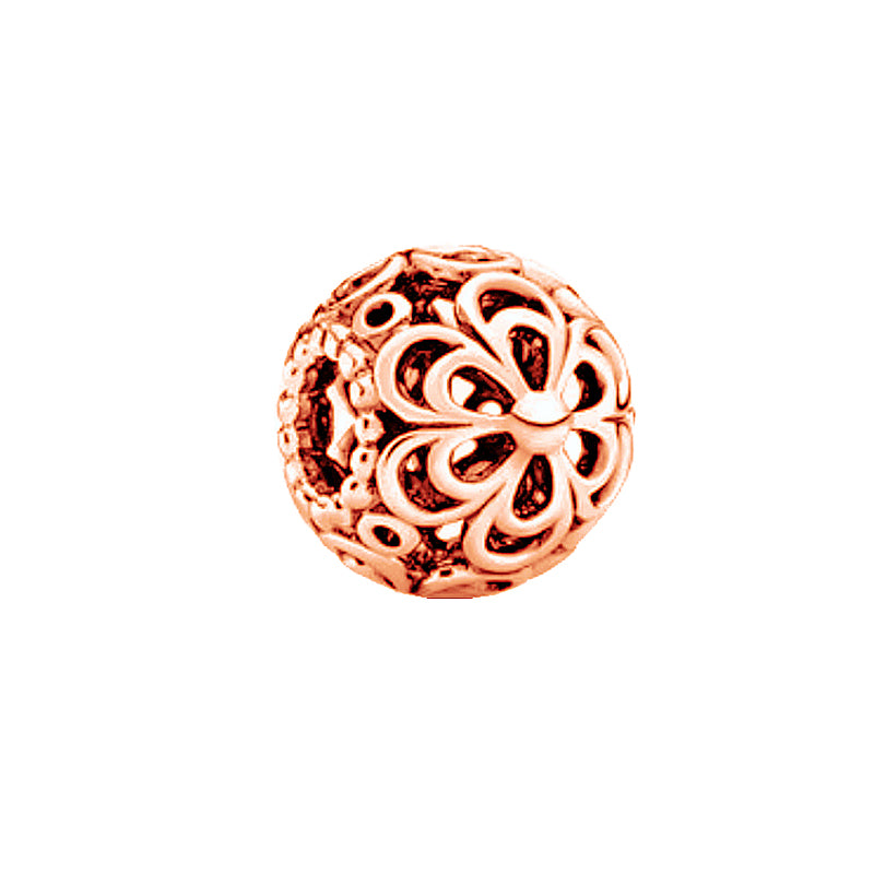 Rose Gold Spherical Charm Bead Fit Original Pandora Silver 925 Bracelet DIY Jewelry MZ1922