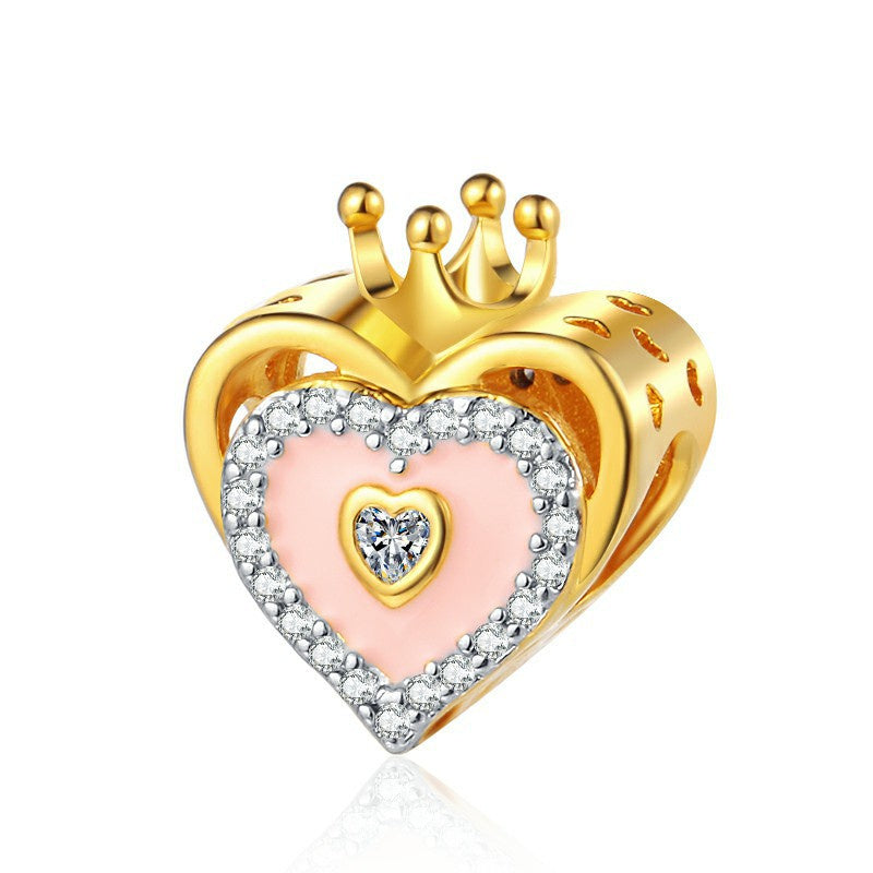 Gold Plated Series Heart Charm Bead Fit Original Pandora 925 Sterling Silver Bracelet DIY Jewelry ZZ1926