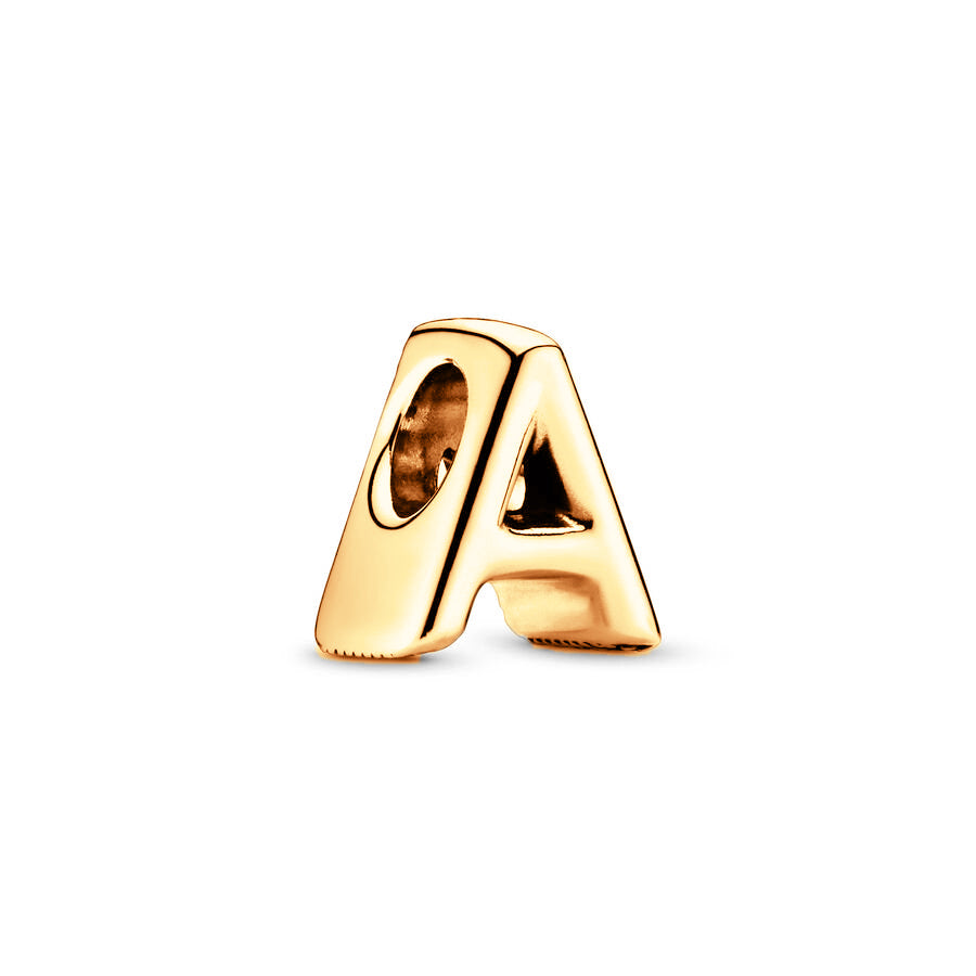 Gold Plated 26 Alphabet Charm Bead Fit Original Pandora 925 Sterling Silver Bracelet DIY Jewelry