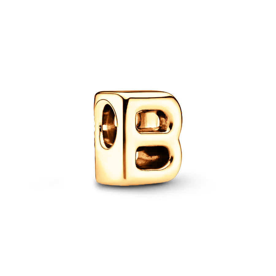 Gold Plated 26 Alphabet Charm Bead Fit Original Pandora 925 Sterling Silver Bracelet DIY Jewelry