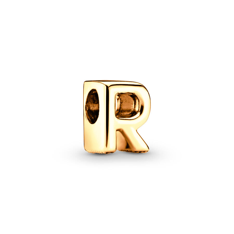 Gold Plated 26 Alphabet Charm Bead Fit Original Pandora 925 Sterling Silver Bracelet DIY Jewelry