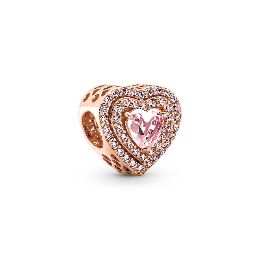 Rose Gold Heart Charm Bead Fit Original Pandora Silver 925 Bracelet DIY Jewelry MZ204