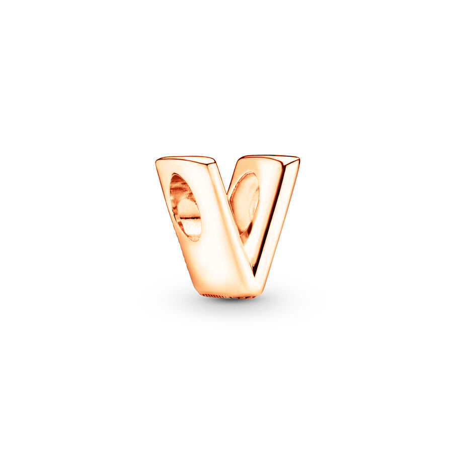 Rose Gold Plated 26 Alphabet Charm Bead Fit Original 925 Sterling Silver Bracelet  DIY  Jewelry