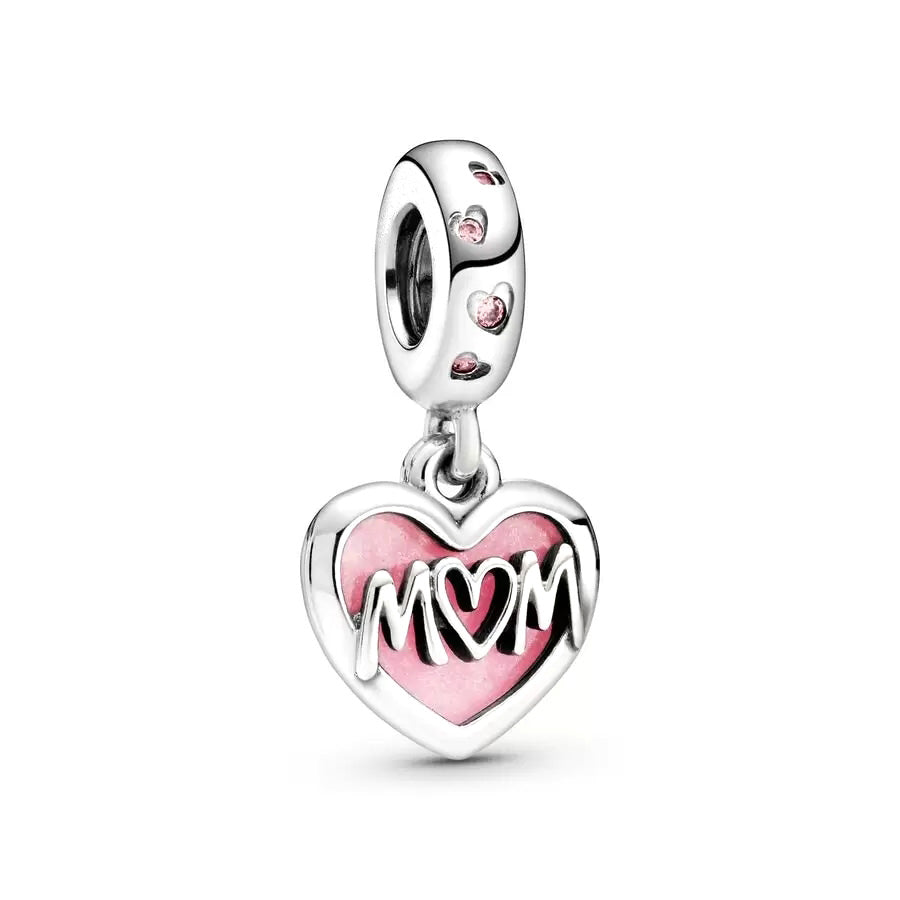 Love You Mom Charm Bead Fit Original 925 Sterling Silver Pandora Bracelet DIY Women Jewelry Gift