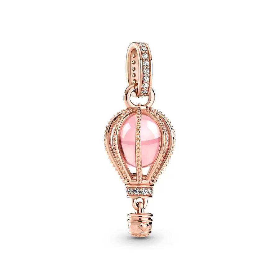 Rose Gold Plated Dangle Fire Balloon Charm Beads Fit Original Pandora 925 Sterling Silver DIY Jewelry MD211