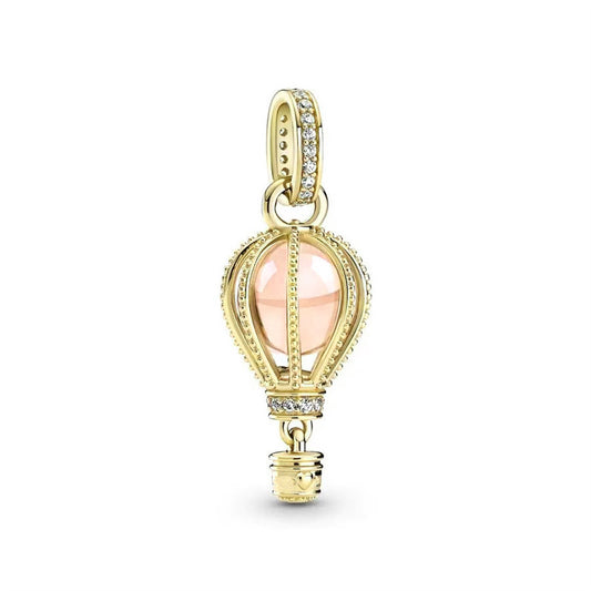 Gold plated hot air balloon Charm Bead Fit Original Pandora Bracelet DIY Jewelry DZ2140