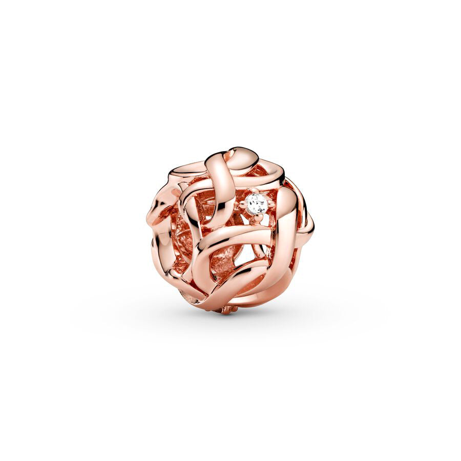 Rose Gold Spherical Charm Bead Fit Original Pandora Silver 925 Bracelet DIY Jewelry MZ216