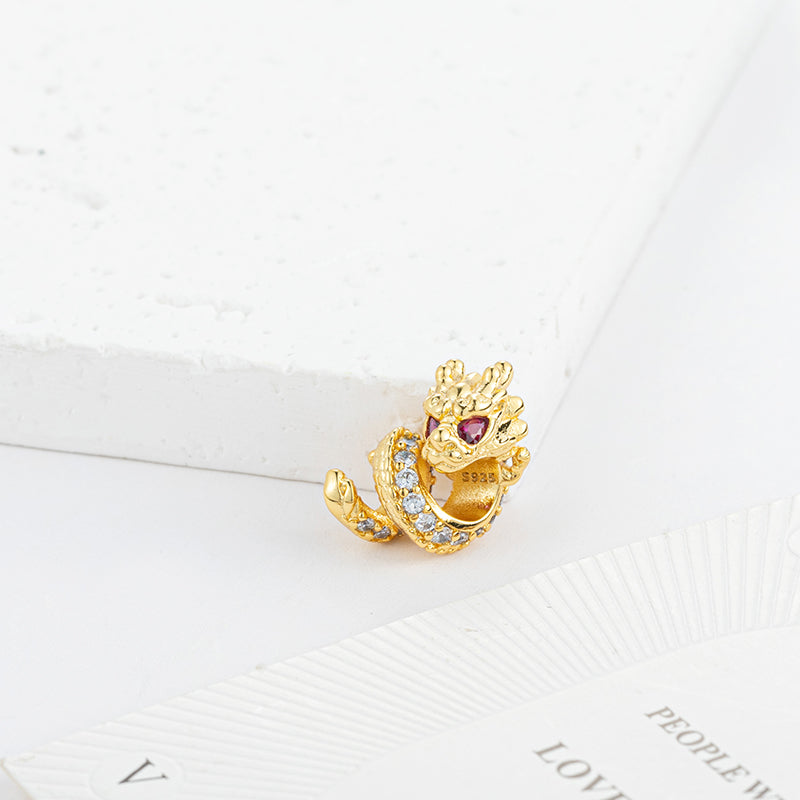 Gold Plated Series Dragon Charm Bead Fit Original Pandora 925 Sterling Silver Bracelet DIY Jewelry ZZ2172