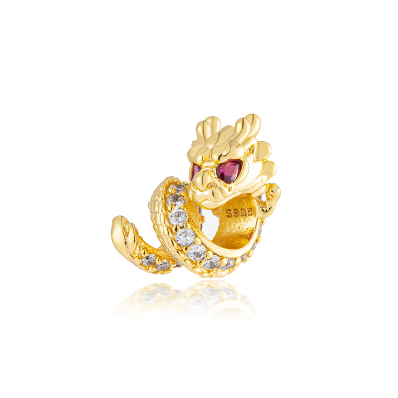 Gold Plated Series Dragon Charm Bead Fit Original Pandora 925 Sterling Silver Bracelet DIY Jewelry ZZ2172