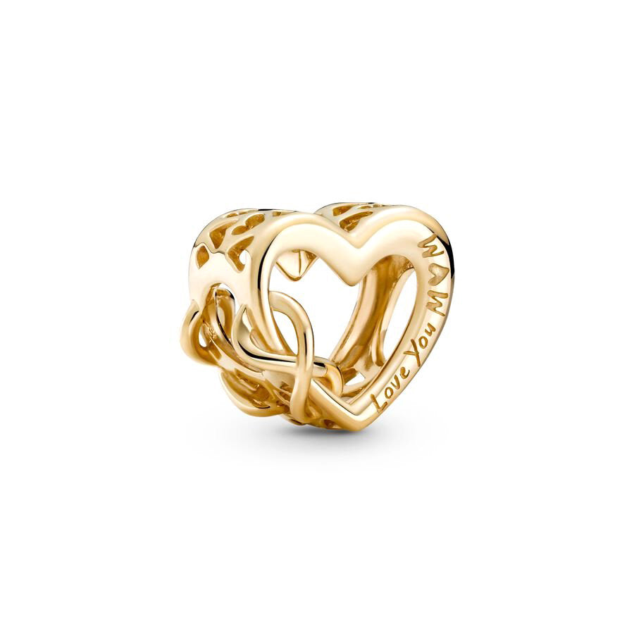 Gold Plated Series Heart Charm Bead Fit Original Pandora 925 Sterling Silver Bracelet DIY Jewelry ZZ219