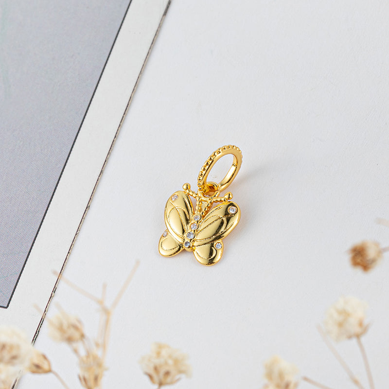 Gold Plated Series Butterfly Charm Bead Fit Original Pandora 925 Sterling Silver Bracelet DIY Jewelry DZ2250