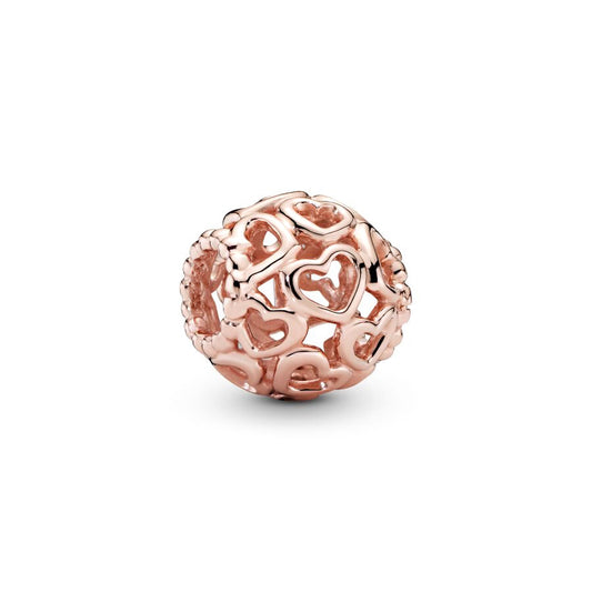 Rose Gold Love Heart Ball Charm Bead Fit Original Pandora Silver 925 Bracelet DIY Jewelry MZ227