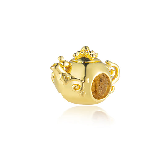 Gold Plated Series Teapot Charm Bead Fit Original Pandora 925 Sterling Silver Bracelet DIY Jewelry ZZ2275