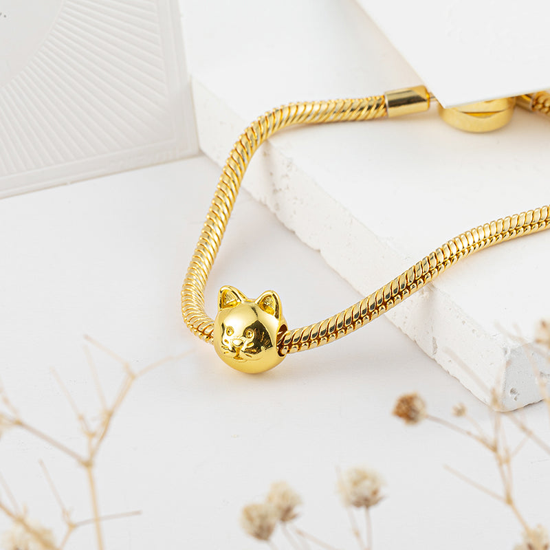 Позолоченная серия Cat Charm Бусина подходит для оригинального браслета Pandora из стерлингового серебра 925 пробы DIY ювелирные изделия ZZ2277