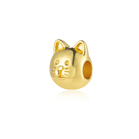 Gold Plated Series Cat Charm Bead Fit Original Pandora 925 Sterling Silver Bracelet DIY Jewelry ZZ2277