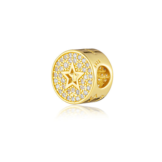 Gold Plated Series Star Charm Bead Fit Original Pandora 925 Sterling Silver Bracelet DIY Jewelry ZZ2318