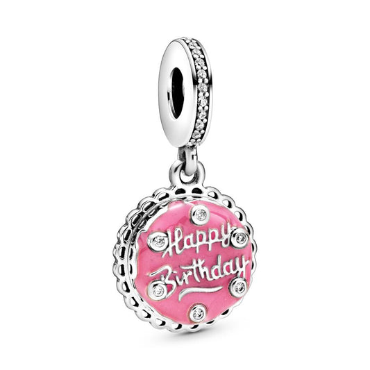 Happy birthday Charm Bead Fit Original 925 Sterling Silver Pandora Bracelet DIY Women Jewelry Gift SS2