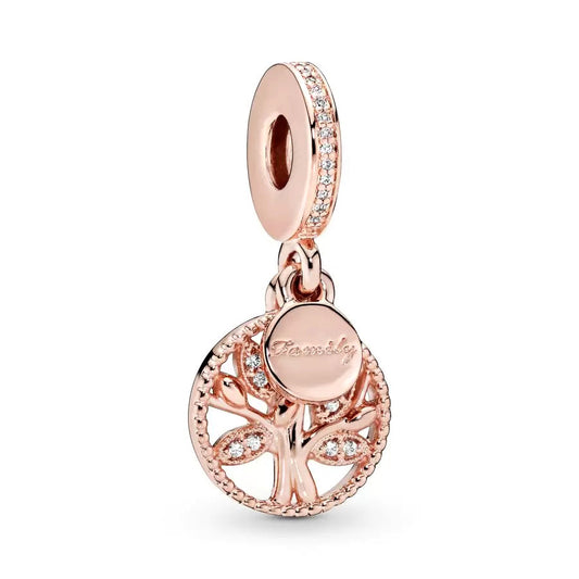 Rose Gold Plated Dangle Tree of Life Charm Beads Fit Original Pandora 925 Sterling Silver DIY Jewelry MD274