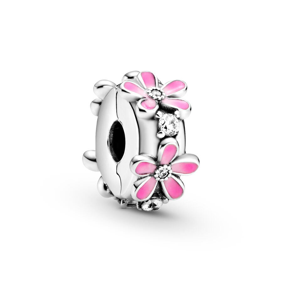 Pink Daisy Flower Charm Bead Fit Original 925 Sterling Silver Pandora Bracelet DIY Women Jewelry Gift SS302