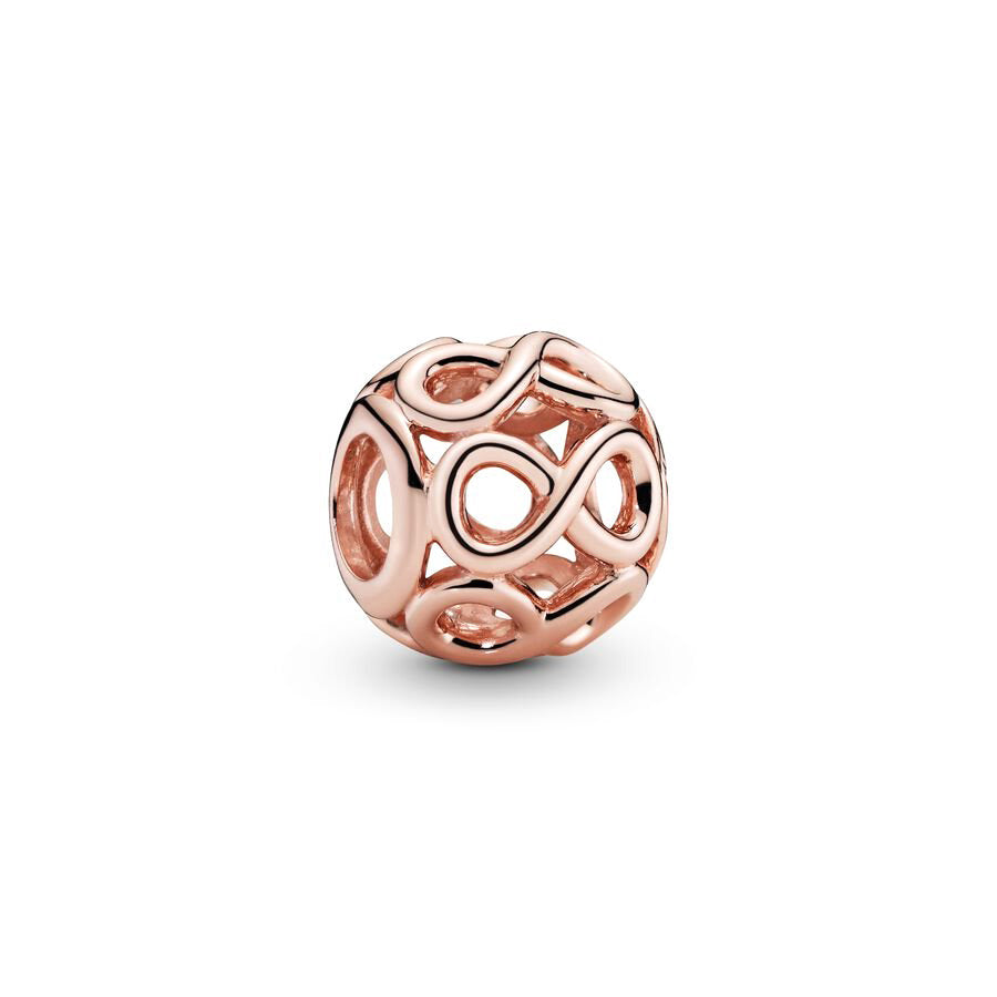 Rose Gold Spherical Charm Bead Fit Original Pandora Silver 925 Bracelet DIY Jewelry MZ310