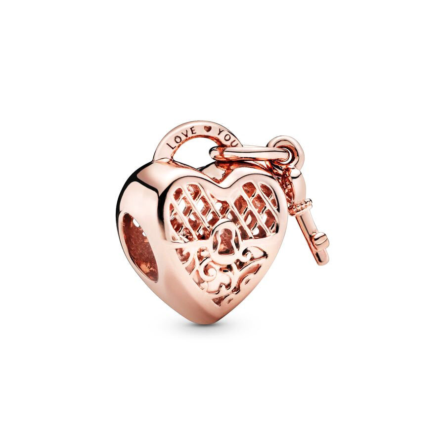 Rose Gold Love Charm Bead Fit Original Pandora Silver 925 Bracelet DIY Jewelry MZ315