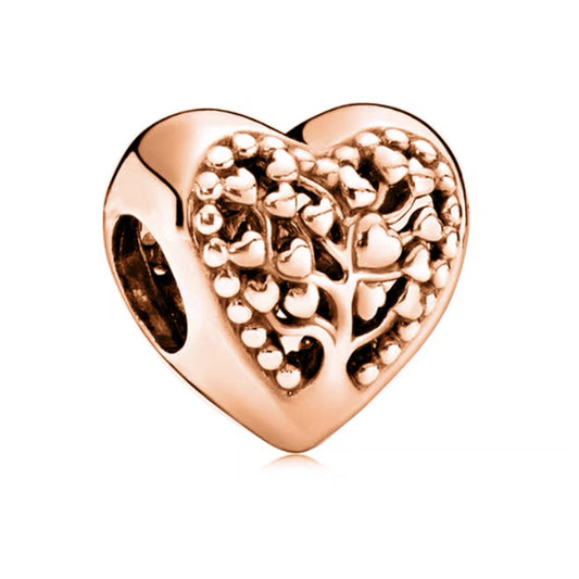 Rose Gold Heart Charm Bead Fit Original Pandora Silver 925 Bracelet DIY Jewelry MZ323