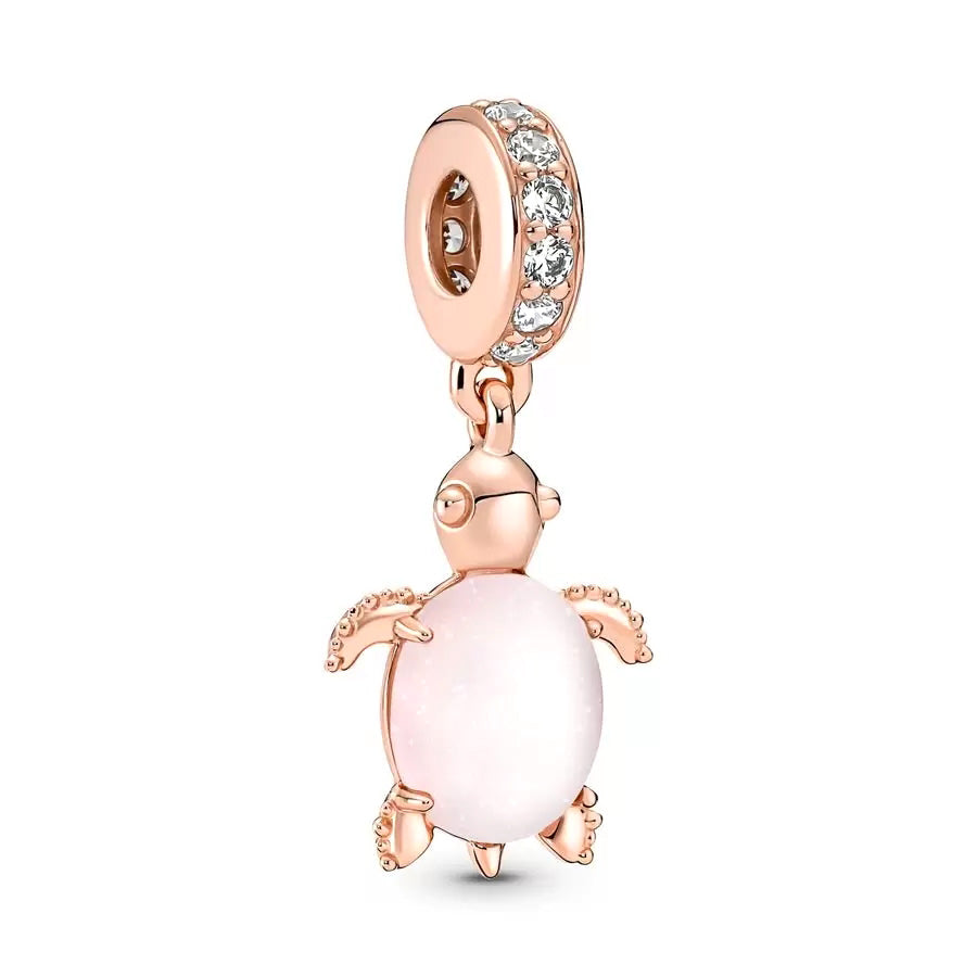 Rose Gold Plated Dangle Turtle Charm Beads Fit Original Pandora 925 Sterling Silver DIY Jewelry MD38