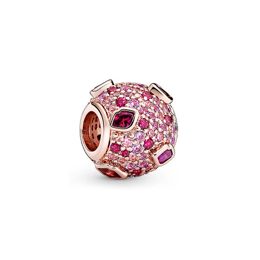 Rose Gold Spherical Charm Bead Fit Original Pandora Silver 925 Bracelet DIY Jewelry MZ534