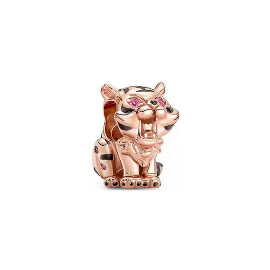 Rose Gold Tiger Charm Bead Fit Original Pandora Silver 925 Bracelet DIY Jewelry MZ540