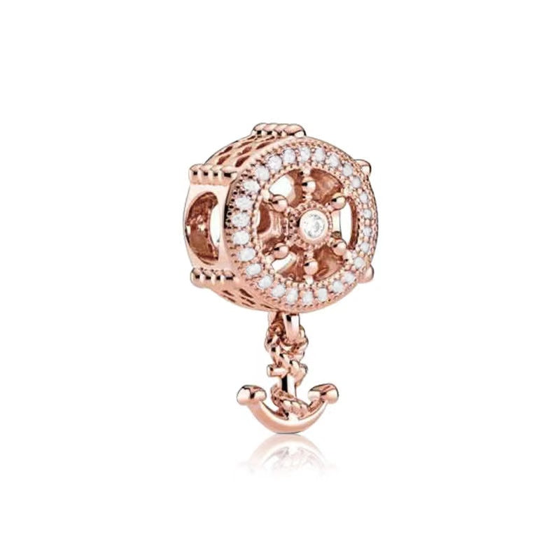 Rose Gold Plated Dangle Voyage Charm Beads Fit Original Pandora 925 Sterling Silver DIY Jewelry MD556