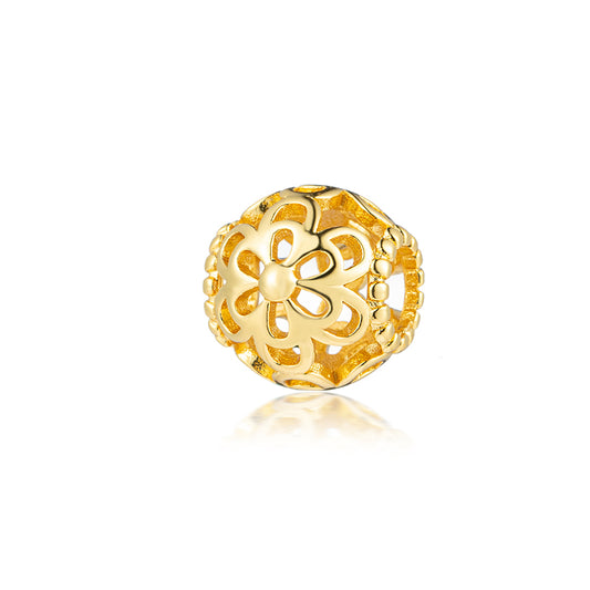 Gold Plated Series Flower Charm Bead Fit Original Pandora 925 Sterling Silver Bracelet DIY Jewelry ZZ592